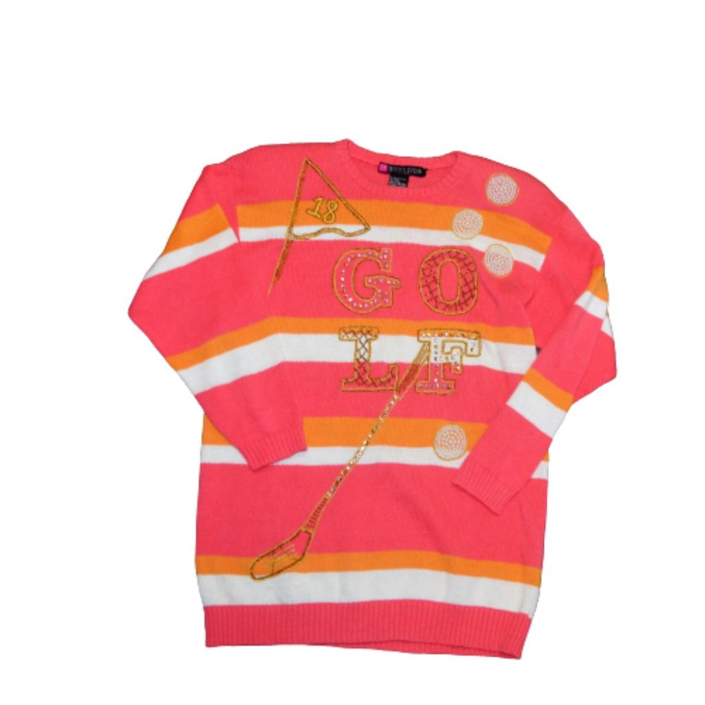Vintage Tacky IB Diffusion Sport Striped Beaded GOLF 90s Pullover Sweater